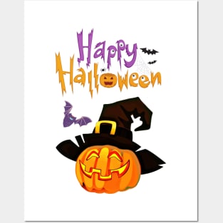 Happy Halloween Pumpkin Head Posters and Art